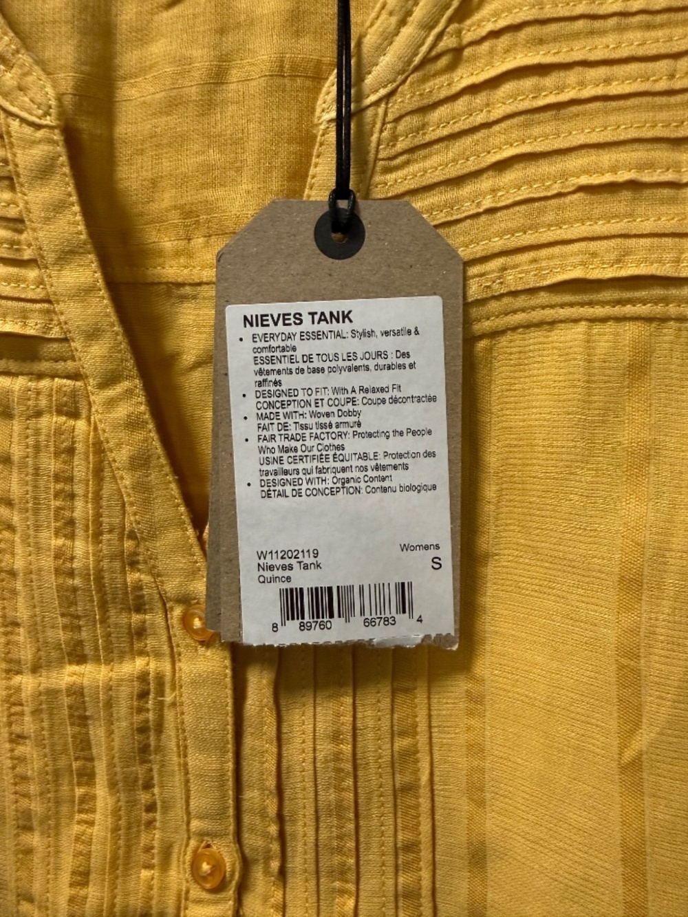 prAna Nieves Tank NWT Size Small Organic Cotton Sleeveless Top Yellow - Picture 4 of 7